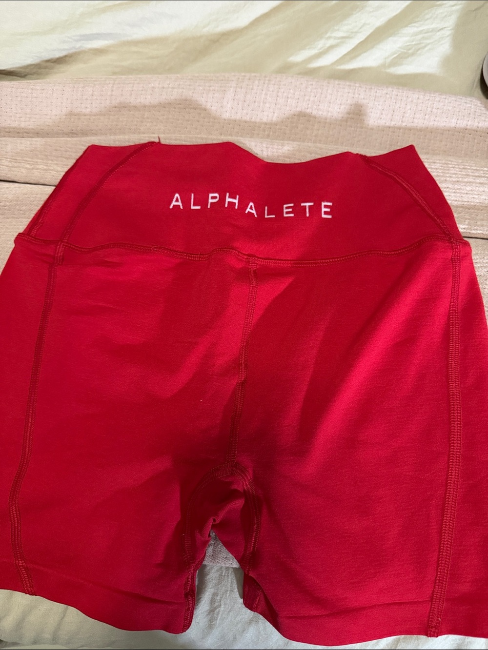 Alphalete Women's Red High-Rise Bike Shorts